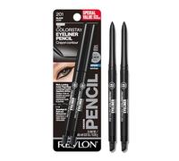 Revlon Delineador de lápis ColorStay com apontador embutido, à prova d'água, à prova de manchas, maquiagem de longa duração para os olhos com ponta ultrafina, 201 preto, pacote com 2