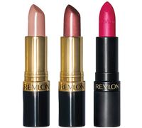 Revlon Super Lustrous 3 Piece Lipstick Gift Sett High Impact Multi-finish in Cream Pearl & Matte 755 Baret It All (Cream) 610 Gold Pearl Plum (Pe