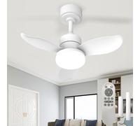 Revneey Ventilateur De Plafond LED Avec Éclairage Intégré, 65 Cm, 48 W, 3800 Lumens, Intensité Variable, Silencieux, Cinq Pales, Six Vitesses De Ventilation, Convient Aux Salons Et Aux Chambres