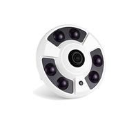 REVODATA Caméra IP Fisheye POE 5MP, Caméra de sécurité intérieure HD CCTV Objectif 1,7 mm Angle de Vue 180 degrés 6 Array LED IR Vision Nocturne P2P H.265 Détection de Mouvement (IF02-P-HS Blanc)