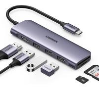 Revodok 106 Hub Usb C Hdmi 4K Lecteur De Carte Sd Tf 3 Data Ports 5Gbps Adaptateur Multiport Compatible Avec Iphone 16 15 Macbook Ipad Pro Air M4 M3 M2 M1 Xps Surface Galaxy S24 (Gris)[Z449]
