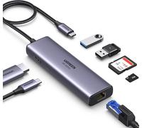 Revodok 107 Hub USB C Ethernet Gigabit HDMI 4K 60Hz Lecteur de Carte SD TF PD 100W 7 en 1 Docking Station Compatible avec iPhone 16 15 MacBook iPad Pro Air Mac Mini M4 Steam Deck Galaxy S24