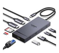 Revodok Pro 2102 Docking Station USB C Double HDMI 4K 60Hz 10 en 1 Hub USB C 10Gbps Adaptateur Ethernet Gigabit PD 100W Charge Lecteur de Carte SD TF Multi Data Ports
