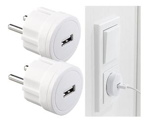 Revolt 2 adaptateurs secteur USB ultra-compacts, 2,1 A / 10,5 W / Ø 39 mm
