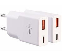 Revolt 2 chargeurs secteur GaN USB-A / USB-C Power Delivery 20 W - coloris blanc