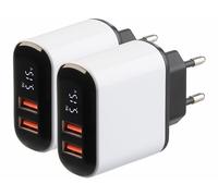 Revolt 2 chargeurs secteur USB 2 ports 18 W avec écran - coloris blanc