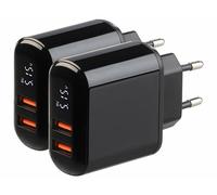 Revolt 2 chargeurs secteur USB 2 ports 18 W avec écran - coloris noir