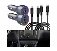 Revolt 2 chargeurs USB allume-cigare 135 W avec 2 câbles USB-C 2 m