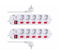 Revolt 2 multiprise 5 prises avec interrupteurs et 2 ports USB