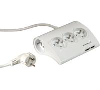 Revolt Bloc multiprise avec 5 prises 230 V et 2 ports de chargement USB