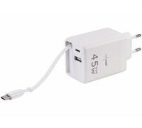 Revolt Chargeur secteur GaN 3 ports USB-A/USB-C 45 W avec câble USB-C rétractable