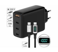 Revolt Chargeur secteur GaN 4 ports USB-A / USB-C 120 W avec câble USB-C - noir