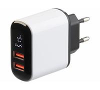 Revolt Chargeur secteur USB 2 ports 18 W avec écran - coloris blanc
