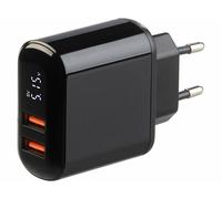 Revolt Chargeur secteur USB 2 ports 18 W avec écran - coloris noir