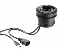 Hub USB encastrable avec prise secteur, 3 ports USB 3.0 et passe câbles [Revolt]