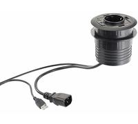 Revolt : Hub USB actif encastrable avec prise 230 V et 3 ports USB 2.0 G