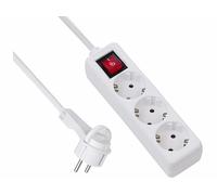 Revolt Multiprise 3 prises avec interrupteur et fiche plate - coloris blanc