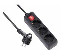 Revolt Multiprise 3 prises avec interrupteur et fiche plate - coloris noir