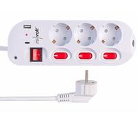 Revolt Multiprise 3 prises avec interrupteurs et 2 ports USB