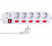Revolt Multiprise 5 prises avec interrupteurs et 2 ports USB