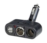 Revolt Multiprise allume-cigare avec 2 prises 12V et 2 prises USB 5V, 4.8 A