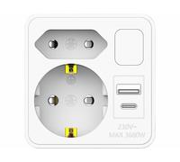 Revolt Multiprise chargeur USB-A / USB-C 12 W avec veilleuse