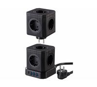 Revolt Multiprise colonne 9 prises avec 4 ports USB - coloris noir