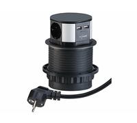 Multiprise de bureau encastrable et rétractable avec 3 prises 230V et 2 x USB [reVolt]