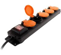 Revolt Multiprise d'extérieur avec interrupteur, 5 prises jusqu'à 3680 W