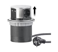 Revolt Multiprise encastrable Ø 100 mm avec 3 prises et 2 ports USB