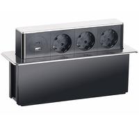 Multiprise encastrable avec 3 prises 230 V, 1 port USB et 1 port USB-C - Argent [Revolt]