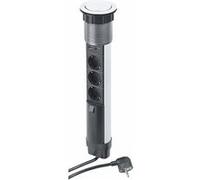 Revolt Multiprise encastrable REVOLT – 3 prises 230V, 2 ports USB, aluminium, intérieur