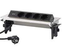 revolt Multiprise encastrée 3500 W en acier inoxydable avec 4 prises