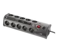 Revolt Multiprise multimédia avec interrupteur – 10 prises, 2 ports USB – Protection surtension