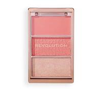 Revolution, Blush Icon Palette (Authentic Peach), Palette de Blush Crème et Poudre Compacte, Haute Pigmentation, 3 Teintes, Authentic Peach, Vegan et Non Testée sur les Animaux