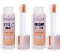 Revolution Bright Light Face Glow, Lueur Éclatante pour le Visage, Teint Lumineux, Illuminate Moyen (Lot de 2)