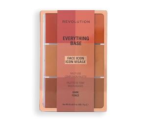 Revolution Everything Base Face Icon Complexion Palette, Palette Teint Tout-En-Un pour Yeux, Visage et Lèvres, Utilisable Comme Fond de Teint ou Base, Dark, 5 g