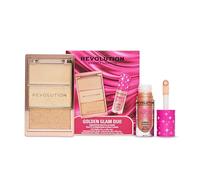 Revolution Golden Glam Duo, gloss Shimmer & palette glow | Gloss Shimmer & palette glow, look lumineux, sans cruauté et végan