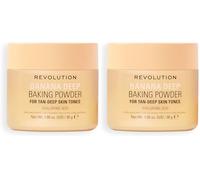 Revolution Loose Baking Powder - Poudre fixatrice de maquillage, fini lumineux, absorbe les brillances et l’excès de sébum, vegan et sans cruauté, 30 g, Banana Deep (Lot de 2)