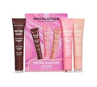 Revolution Peptide Glaze Edit, trio de sérums lèvres teintés | Coffret maquillage, 3 baumes hydratants à l'acide hyaluronique & peptides, sans cruauté et végan