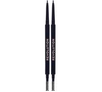 Revolution Precise Brow Pencil, Crayon Sourcils Double Embout avec Brosse pour Sourcils Nets et Précis, Ebony, 0,5 g (Lot de 2)