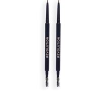 Revolution Precise Brow Pencil, Crayon Sourcils Double Embout avec Brosse pour Sourcils Nets et Précis, Warm Medium Brown, 0,5 g (Lot de 2)