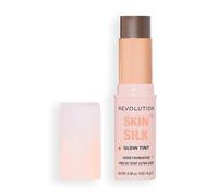 Revolution Skin Silk Glow Tint Stick Fond de Teint Transparent - Pour une Peau Lumineuse, Estompe les Imperfections et Lisse les Ridules, Teinte Deep Neutral, 8g