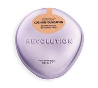 Revolution Superdewy Cushion Foundation, Médium Hâlé Froid | Couvrance Modulable, Hydratant pour Peaux Matures, Fini Radieux aux Peptides, Vegan et Sans Cruauté, 9g