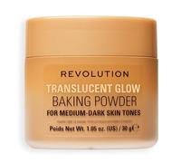 Revolution Translucent Glow Loose Baking Powder, Poudre Libre Fixante Scintillante pour un Teint Lumineux, Sans Effet Poudreux, Medium to Dark, 30g
