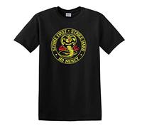 Revolutionary Tees Cobra Kai Strike First Strike Hard No Mercy Karate T-shirt rétro années 80 - Noir - Small