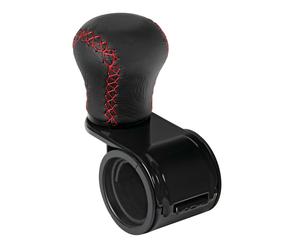 Revolve, pommeau levier de vitesse en cuir coutures rouges, support noir