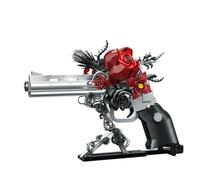 Revolver Ensemble de construction de bouquet de roses gothiques, Kit de Blocs Collection Botanique Fleurs Artificielles DIY, pistolet et fleurs de construction, Valentin Anniversaire Noël Décor Gothiq