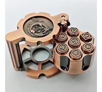 Revolver - Jeu de dés en métal polyédriques avec étui cylindrique rotatif, style cyberpunk pour Donjons et Dragons, jeux de table