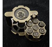 Revolver - Jeu de dés en métal polyédriques avec étui cylindrique rotatif, style cyberpunk pour Donjons et Dragons, jeux de table